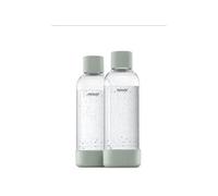 Mysoda : Bouteille de gazéification en PET sans BPA pour machine à eau pétillante, avec fermeture rapide et détails en composite de bois, 2 x 1 L - Vert Sauge (Pigeon)