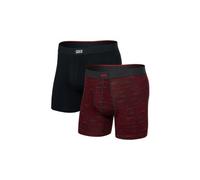 Saxx Underwear - Pack de 2 boxers respirants - Vibe Xtra BB Fly 2pk - Spacedye Stripe/Black pour Homme - Taille L - Rouge Rouge L