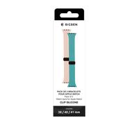 Pack de 2 Bracelets Apple Watch 38-40-41mm Silicone 138 à 205mm Bleu et Beige Bigben