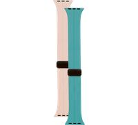 Pack de 2 Bracelets Apple Watch 42-44-45-49mm Silicone 155 à 210mm Bleu et Beige Bigben