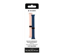 Pack de 2 Bracelets Apple Watch 42-44-45-49mm Silicone 155 à 210mm Bleu et Rose Bigben