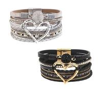 Pack De 2 Bracelets Tressés Multicouches, Bracelets Femme, Bracelets Cuir, Bracelets Vintage, Bracelets Love, Bracelets Style Bohème