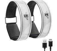 Casr Brassards lumineux LED rechargeables – Pack de 2 Noir et Argent