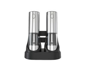 Pack de 2 broyeurs d ' assaisonnement électriques rechargeables USB avec récipient transparent, lumière LED, moulin électrique à bouton-poussoir