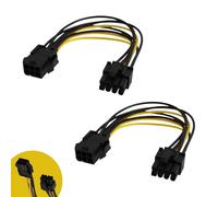 Pack de 2 Câbles Adaptateurs d'Alimentation PCIe de 6 Broches à 8 Broches, 10 cm - Compatible avec Cartes Graphiques ASUS, Gigabyte, Radeon, Gigabyte,Sapphire,câble alimentation carte graphique
