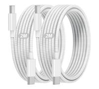 Pack de 2 câbles de Charge Rapide 60W 2 Mètre pour iPhone 15, Cordon de données en Nylon tressé Type C, Compatible avec iPhone 15 Plus/15 Pro Max/iPad Pro 12,9 Pouces/Air/Macbook/Samsung