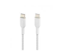 Belkin - Câble USB-C vers USB-C 2m - USB 2.0 - 480 Mbit/s - Nylon Tressé - Blanc - 60W - Lot de 2 - CAB004BT2MWH2PK