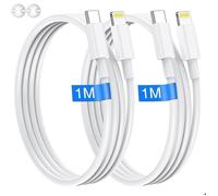 Pack de 2 Câbles USB-C vers Lightning 1M + 2 Organisateurs De Câbles - KINGPROSHOP - Charge rapide - Compatible iPhone 5 à 14 Pro