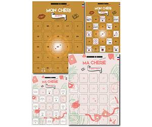 Pack de 2 Calendriers Couple A3 | "Mon Chéri" & "Ma Chérie" | 25 Défis Coquins + 25 Bons d’Amour Illustrés | Sans Chocolat | Idée Cadeau Romantique Noël, Saint-Valentin ou Surprise