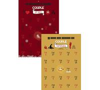 Pack de 2 Calendriers Couple Toute l’Année | 25 Défis Romantiques Illustrés + 25 Positions Kamasutra | Format A3 | Cadeau Sexy & Coquin | Pour Noël, Saint-Valentin ou Surprise | Crochet Inclus