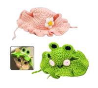 Pack De 2 Capuches Tricotées pour Animaux De Compagnie, Chapeaux pour Animaux De Compagnie en Forme De Grenouille, Accessoires D’Habillage pour Animaux De Compagnie