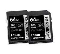 Pack de 2 cartes SDXC Lexar Professional 64 Go Silver Plus Noir Noir E