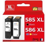 Pack de 2 Cartouches compatible pour Canon PG585XL CL586XL 3X plus d'encre Noir et Couleur