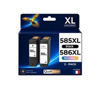 Pack de 2 Cartouches compatible pour Canon PG585XL CL586XL 3X plus d'encre Noir et Couleur
