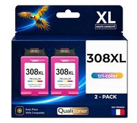 Pack de 2 Cartouches Compatible pour HP 308XL Couleur Qualitoner