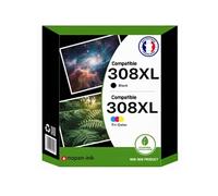 Pack de 2 Cartouches compatible pour HP 308XL Noir & Couleur