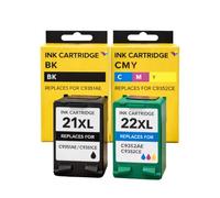 Pack de 2 Cartouches Compatibles HP 21XL 22XL Compatibles pour DeskJet 3747 à F4194 OfficeJet 4312 à J5520 PSC 1400 à 1417 PhotoSmart 1402 AiO à 1417