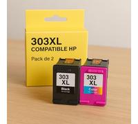 Pack de 2 Cartouches Compatibles HP 303XL pour Imprimantes Envy Inspire 7220e à 7925e & Envy Photo 6220 à 7858 & Tango 100, X