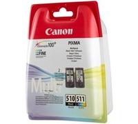 Pack de 2 cartouches d'encre Canon PG-510/CL511 Original Noir + trois couleurs G