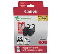 Pack de 2 Cartouches d'encre Canon PG-595XL et CL-586XL + 50 feuilles GP501 10x15