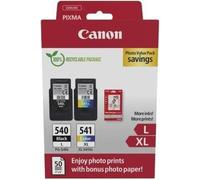 Pack de 2 cartouches d'encre + pack papiers photo - CANON - PG-540L Noir + CL-541XL Couleur - Haut rendement