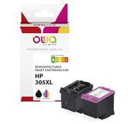 Pack de 2 cartouches d'encre remanufacturées OWA - haute capacité - Noir 3 Couleurs - pour HP 305XL
