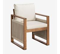 Pack de 2 chaises de salle à manger avec accoudoirs en bois d'acacia Nayely Brun Acacia