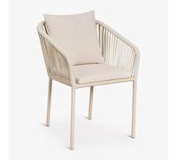 Pack de 2 chaises de salle à manger avec accoudoirs en corde tressée Arhiza Classic Tapioca Beige