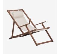 Pack De 2 Chaises Longues Pliantes En Bois D'acacia Avec Coussin Rondonia Beige Clair