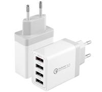 Pack de 2 Chargeurs USB 33W avec 4 Ports QC3.0, Adaptateur Secteur Charge Rapide 5V 2A pour Sam-Sung G-alaxy, i-Phone, i-Pad, H-TC, Hu-awei et Plus