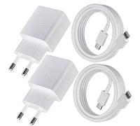 Pack de 2 Chargeurs USB C 25W avec Chargeurs Rapides USB-C 1.5m Câble de Charge pour Samsung Galaxy S25 S24 S23 S22 S21 S20 Ultra S25+ S23FE A70 A55 A54 A15 M53 Super Fast Charging Charger