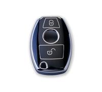 Pack de 2 Coque pour e Voiture TPU, Compatible avec Mercedes-Benz Classe W/V/S/R/E/C/B/A, AMG, CLA, CLS, GLC, GLE, GLK, W168, A180, C118, Coque Intelligente pour e Voiture Argent Noir