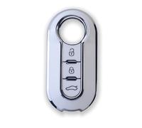 Pack de 2 Coque pour e Voiture TPU RUXYAXFOL, Compatible avec Fiat 500, Punto, Bravo, Brava, Panda, Doblo, Ducato, Idea, Line, Ulysse, Type, Lance, Ypslon, Delta, Musa Argent -Blanc