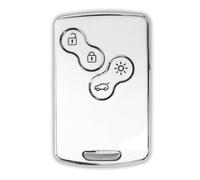 Pack de 2 Coque pour e Voiture TPU RUXYAXFOL, Compatible avec Renault Grand Scenic, Megane 1/2/3, Laguna 3, Zoe ZE/R110/R135, Coque Intelligente pour e Voiture Argent-Blanc