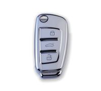 Pack de 2 Coque pour clé TPU RUXYAXFOL Compatible avec Audi A1, A3, A4, A5, A6, B6, B7, C5, C6, Q2, Q3, Q5, Q7, R8, RS3, RS4, RS6, S3, S4, S6, TT, Seat Exeo 3R Blanc-Argent