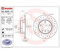 Pack de 2 - Disque de frein 08.A205.1X BREMBO pour BMW