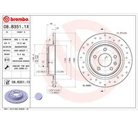 Pack de 2 - Disque de frein 08.B351.1X BREMBO pour OPEL CHEVROLET VAUXHALL