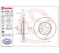 Pack de 2 - Disque de frein 09.9159.11 BREMBO pour OPEL VAUXHALL