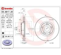Pack de 2 - Disque de frein 09.9817.20 BREMBO pour TOYOTA