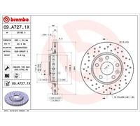 Pack de 2 - Disque de frein 09.A727.1X BREMBO pour RENAULT NISSAN DACIA