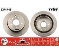 TRW Disque de frein DF4745 arrière ventilé 1 pièce