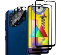 Pack de 2 Écrans + 3 Objectifs en Verre Trempé 9H Anti-Rayures Ultra Mince 0.33mm pour Samsung Galaxy M31 - Transparence HD et Protection Caméra - Noir