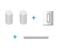Pack de 2 Enceintes sans fil Bluetooth Sonos Era 100 Blanc + Caisson de basses sans fil Sonos Sub Mini Blanc + Barre de son Sonos Beam Gen2 Dolby Atmos Blanc