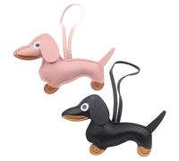 Pack De 2 Étiquettes De Chien en Cuir De Teckel, Étiquettes De Chien Mignonnes, Étiquettes D’Animaux De Dessin Animé Créatif, Étiquettes De Sac, Porte-Clés