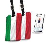 Pack de 2 étiquettes tag8 Drapeau de l'Italie pour bagage | Étiquette de bagage tendance pour identification et nom | Conforme aux exigences des compagnies aériennes, Code SITA World Tracer activé |