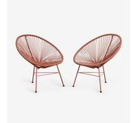 Pack de 2 fauteuils en acier et rotin synthétique New Acapulco Rouge Tuile