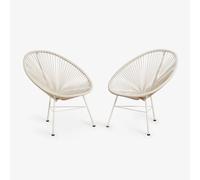 Pack de 2 fauteuils en acier et rotin synthétique New Acapulco Tapioca Beige
