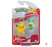 Pack de 2 figurines de combat Pokémon 5 cm - Sprigatito et Pikachu
