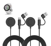 Pack de 2 Garmin C pour deux câbles de charge - Compatible avec Garmin Fenix 8/7/6/5, Forerunner 970/965/955/745, Instinct 3/2/1, Venu 4/3/2S et autres modèles - Chargeur USB-C 1m, noir