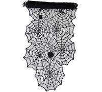 Pack de 2 Grands Chemins de Table Halloween Tissu Polyester Noir Motif Toile d'Araignée 183 x 45 cm Décoration